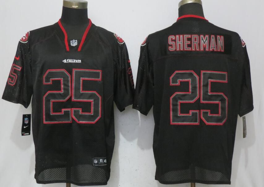 Men San Francisco 49ers 25 Sherman Lights Out Black Elite New Nike NFL Jerseys